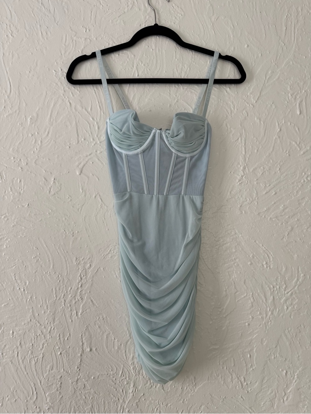 Oh Polly Powder Blue Bustier Dress with Adjustable Straps